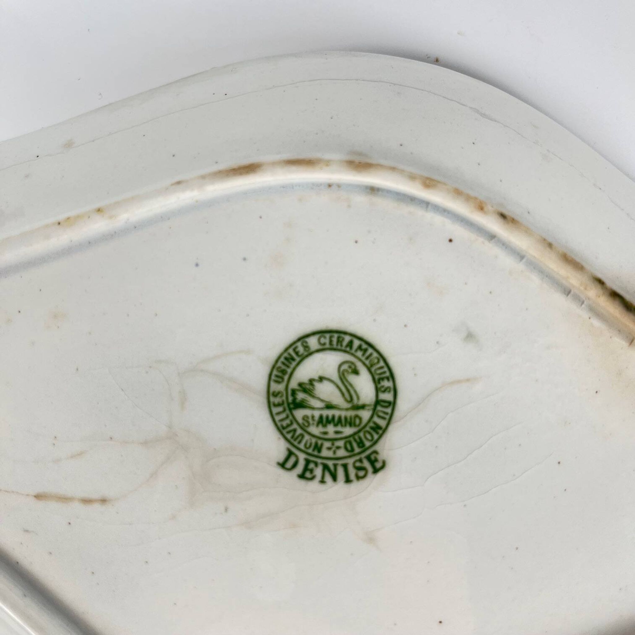 Rare Ravier Terre de fer "Denise" par St Amand, vert, début XXe