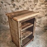 Rare French industrial military cabinet – Air Ministry, 1956 – Metal storage with oak top and wooden shelves
