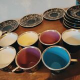 Set of 9 cups and their matching art deco teapot