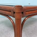 Bamboo and glass coffee table