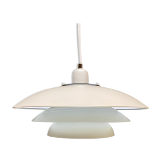 Suspension vintage danoise des années 1970 d’éclairage moderne scandinave du milieu du siècle Blanc