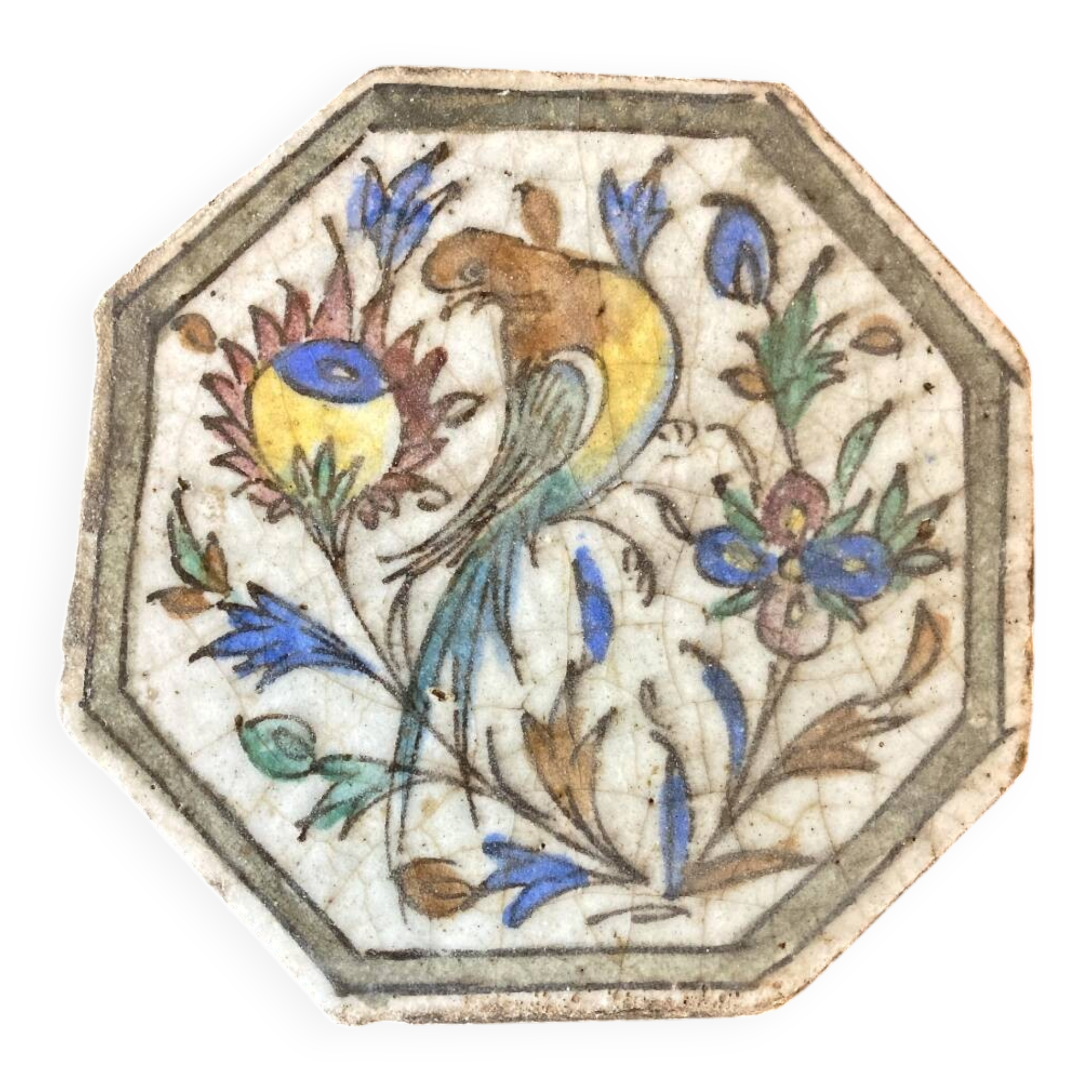 Ancient Persian tile in glazed earthenware