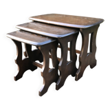 Vintage English nesting tables in elm.