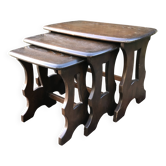 Vintage English nesting tables in elm.