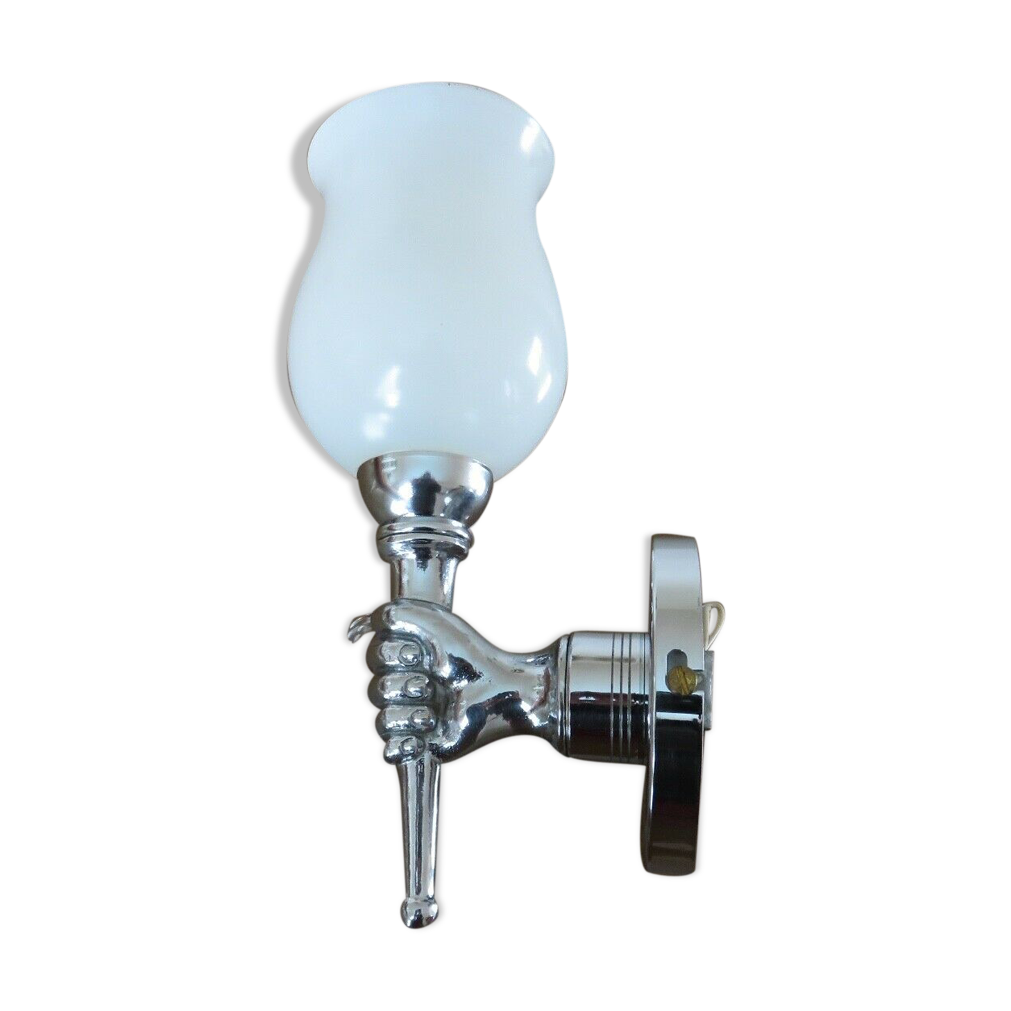 "Hand" Torchiere Wall lamp in chromed brass years 50 60
