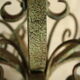 Lustre 8 branches en fer forgé patine gris de vert  et dorure ancien