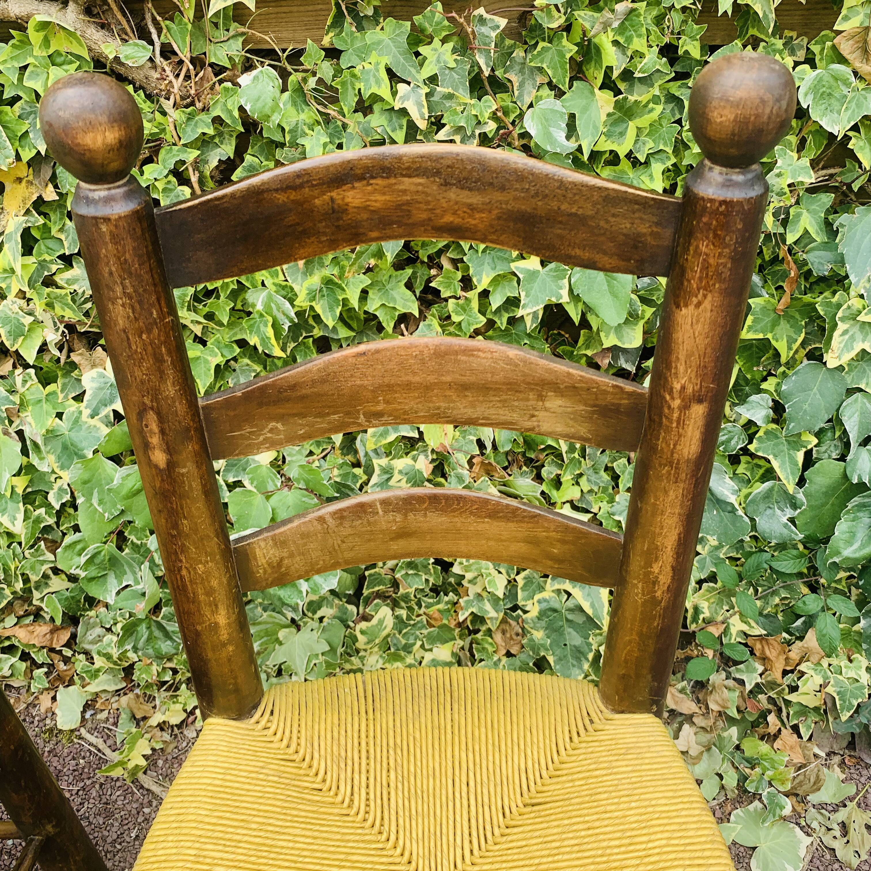 Paire de chaises bois et paille