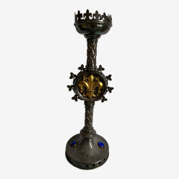 Antique candlestick in silver metal 1800