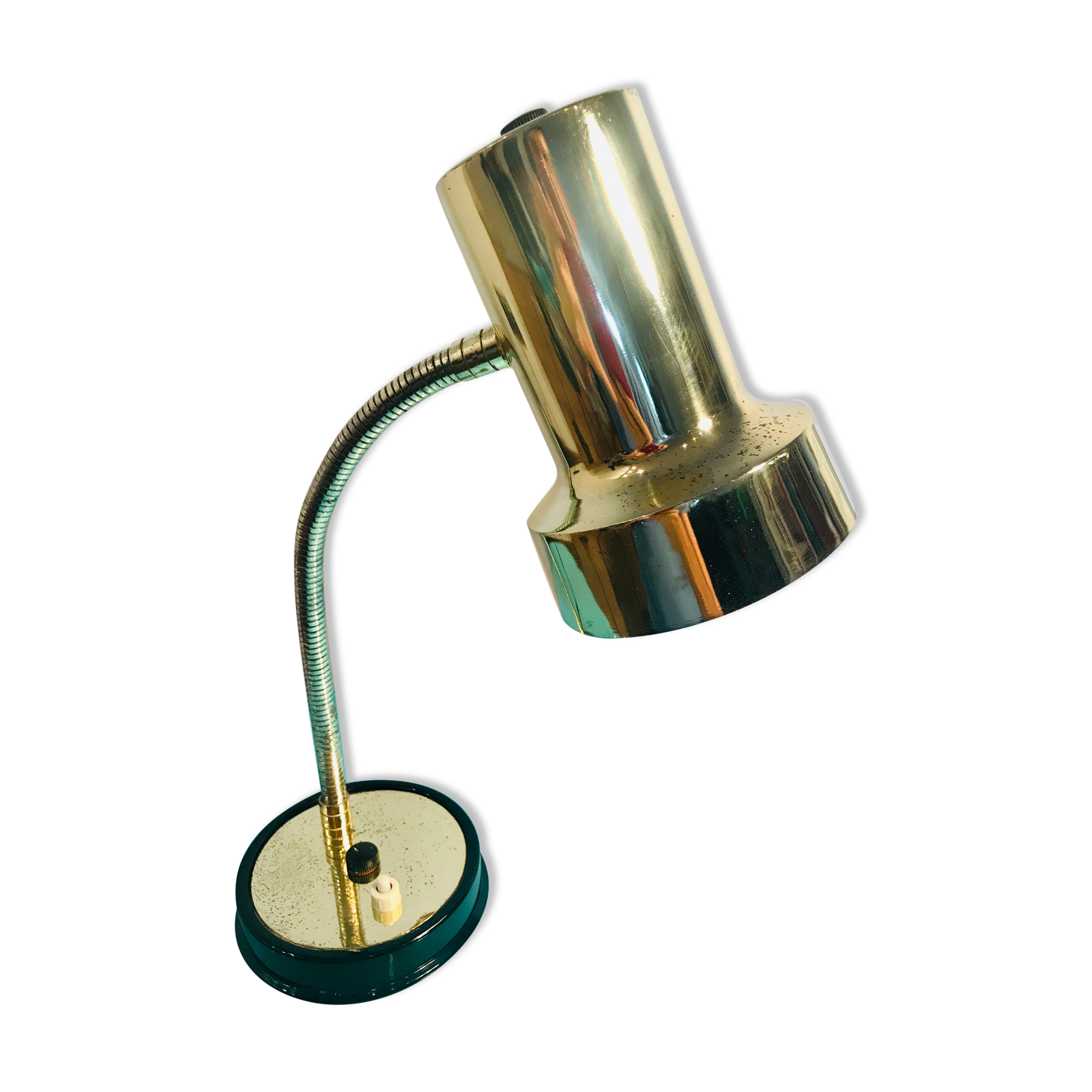 Art deco lamp, golden lamp shade, retro table lamp for apartment decor