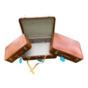 Série de valise en simili - marron