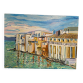 Huile sur panneau "Mykonos" signée Bul