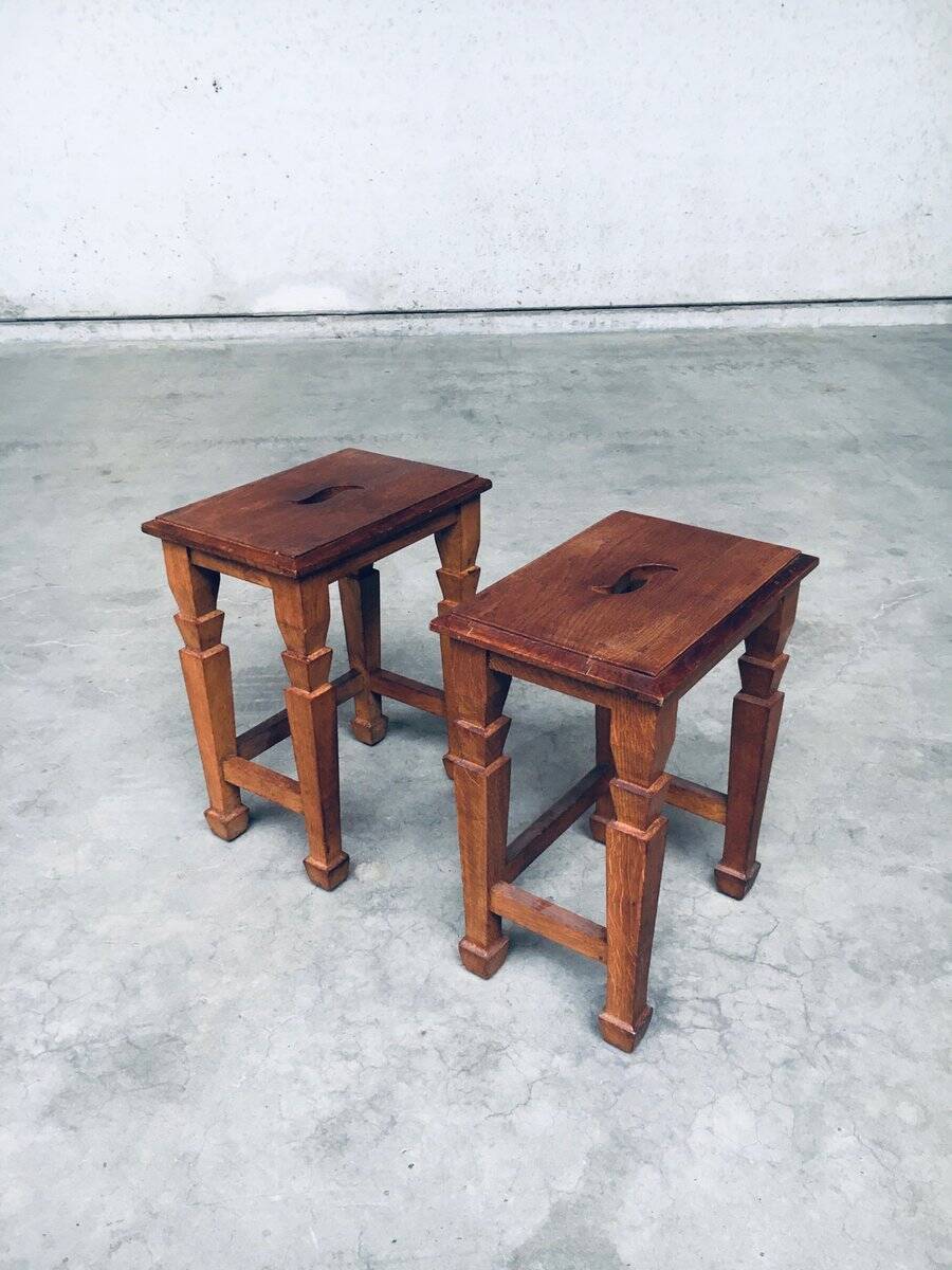 Set of Dutch Art Deco S Handle Stools, 1930s