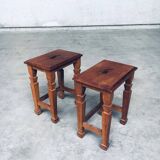 Set of Dutch Art Deco S Handle Stools, 1930s
