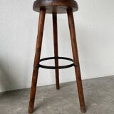 High tripod oak stool