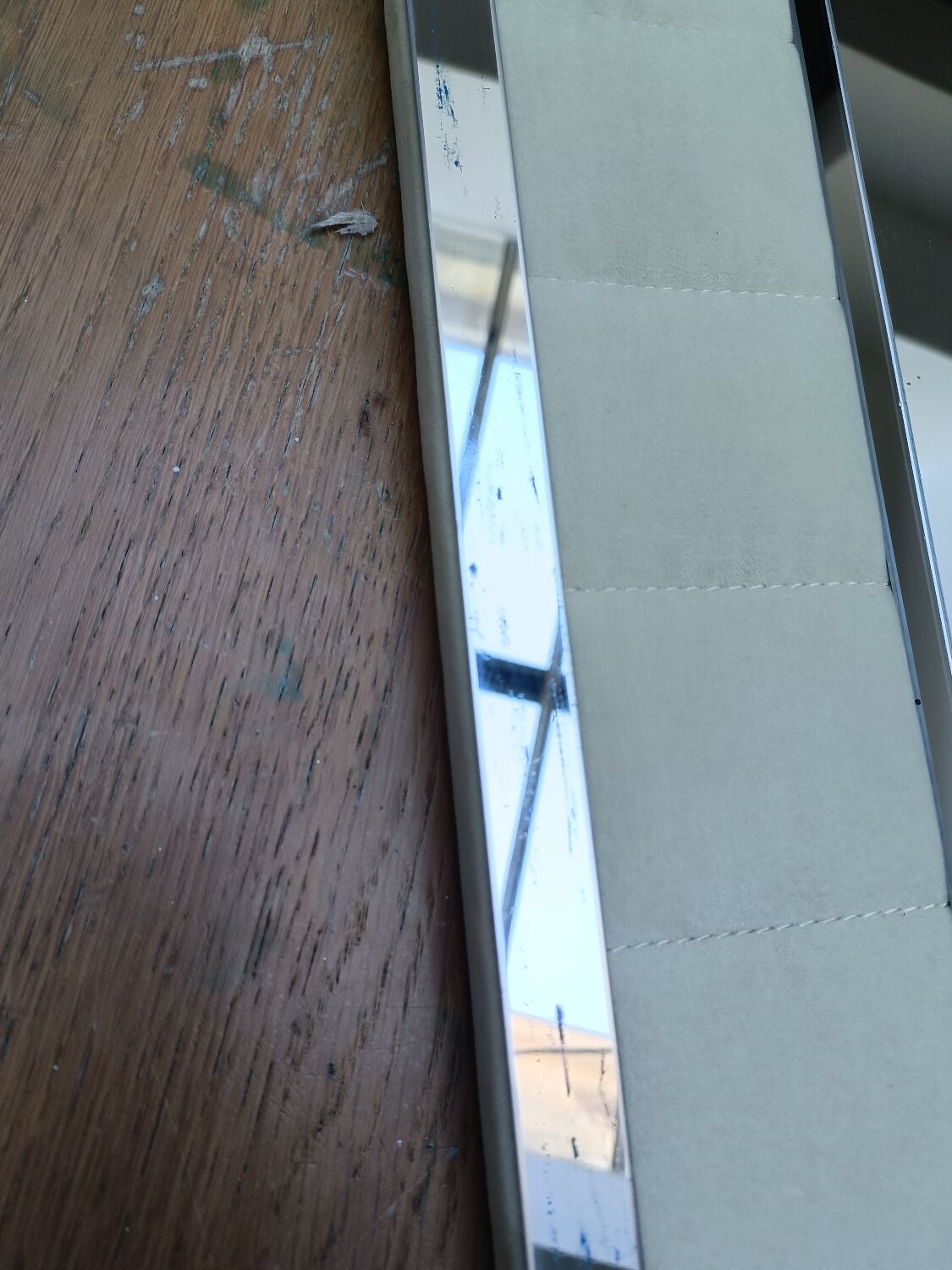 Large vintage tufted velvet mirror