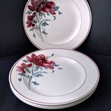 4 St Amand dinner plates with red carnation decoration