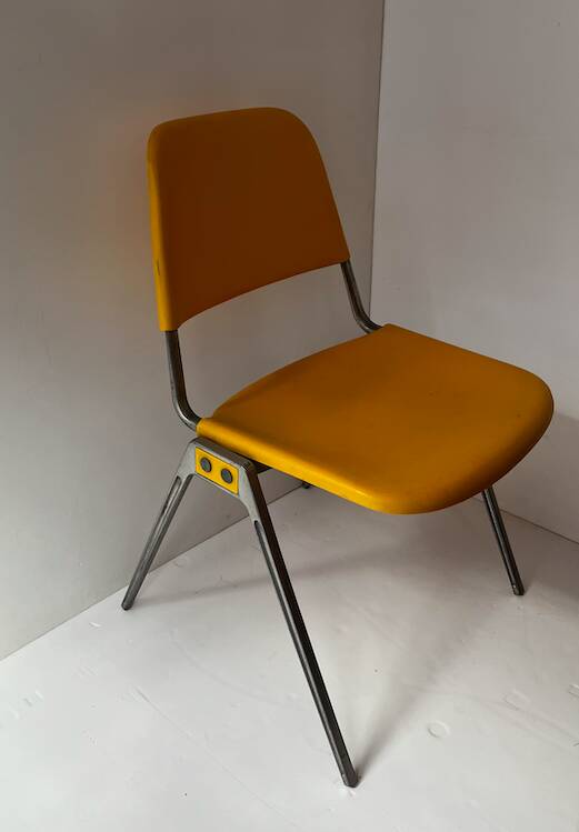 Vintage yellow metal chair Don Albinson for Knoll