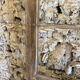 Old glazed wooden door patinated
