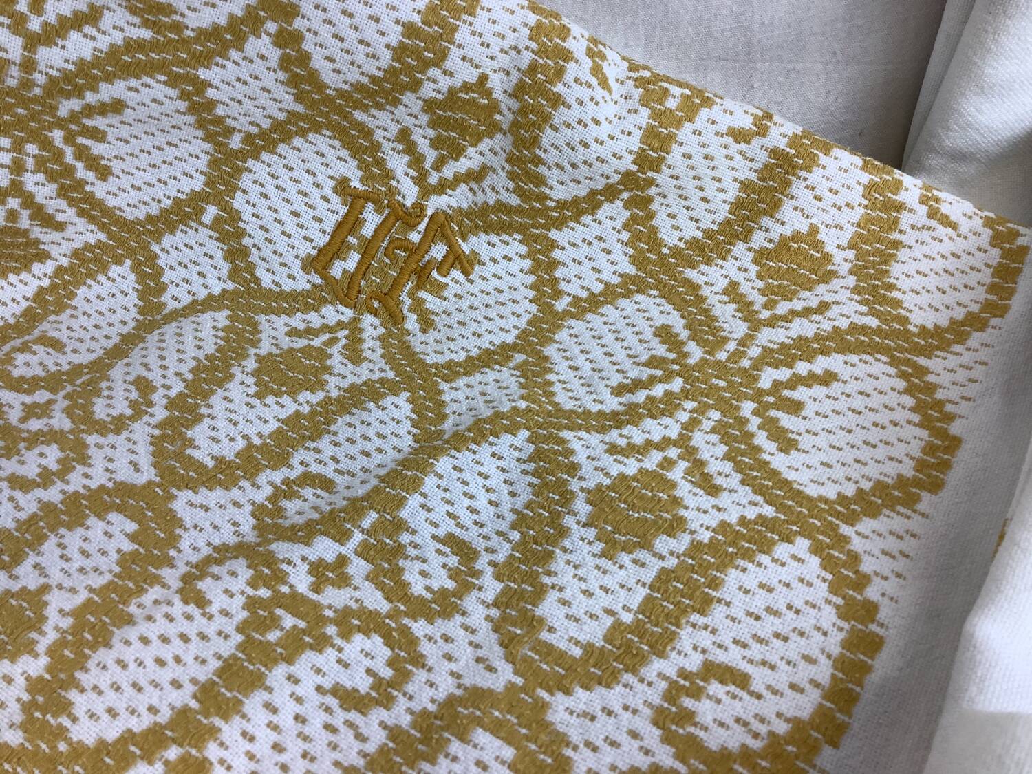 Vintage tablecloth and monogram napkins