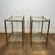 Pair of Side Tables with Two Brass and Glass Tops. Made in France.