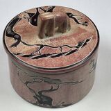 Soapstone box, trinket dish, candy dish with elephant decoration, 9.5 x 9 cm