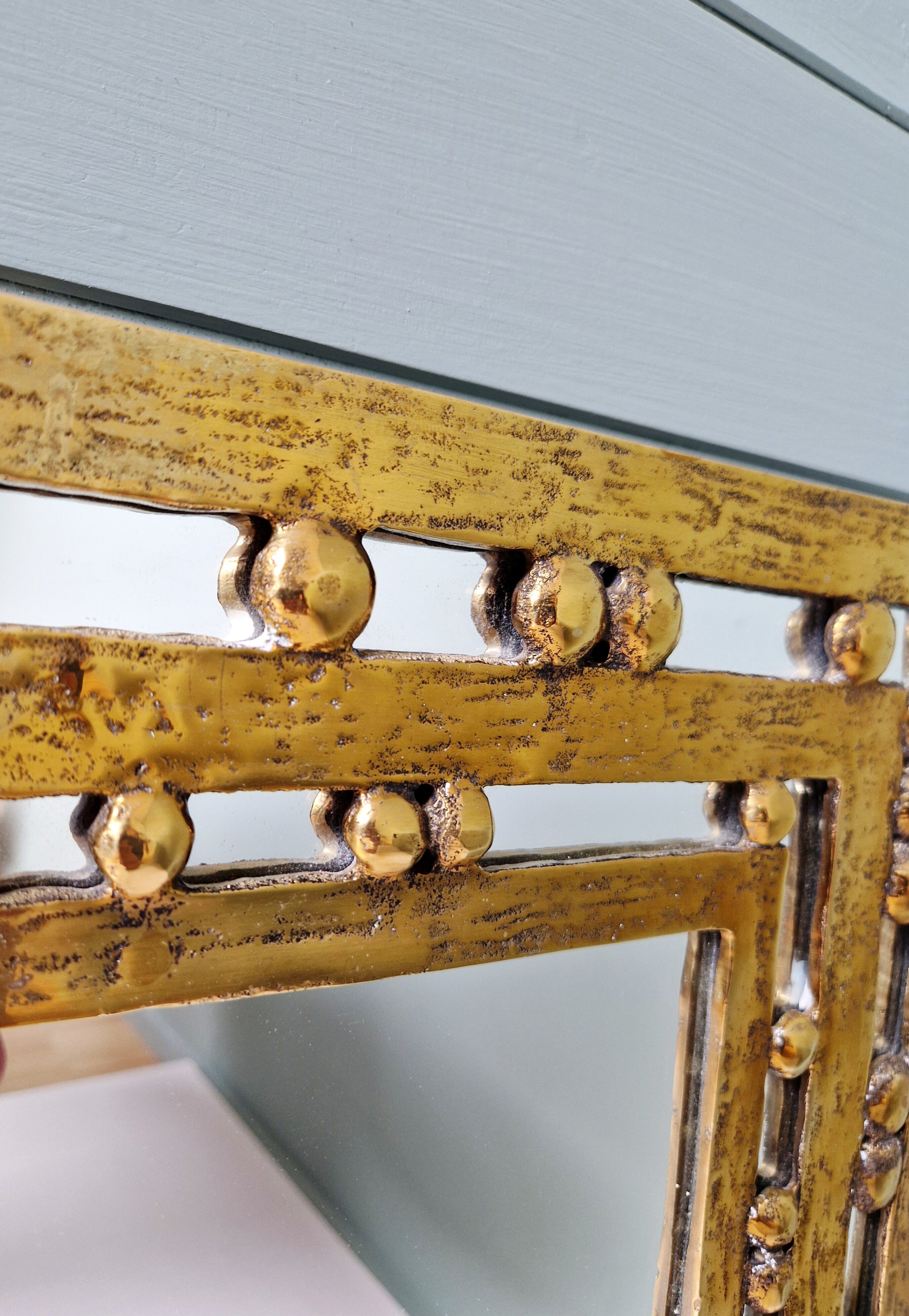 Brutalist mirror in solid bronze, 1970s