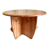 Round coffee table in solid pine - 1970s/80s