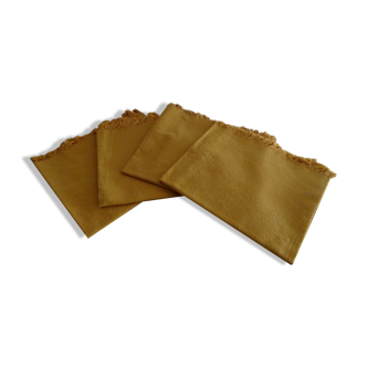 4 vintage camel fringed napkins