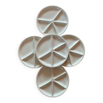 Vintage Le Creuset fondue plates - divided sushi buffet serving dish