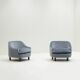 Set of 2 ice blue Mohair lounge chairs, 1950s Italy.
