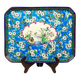 Plateau en faïence émaillée – Fleurs de pommier et grues – Longwy, 1894