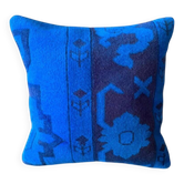 Vintage Turkish Wool Medallion Pillow, Hand-Knotted Rug Cushion