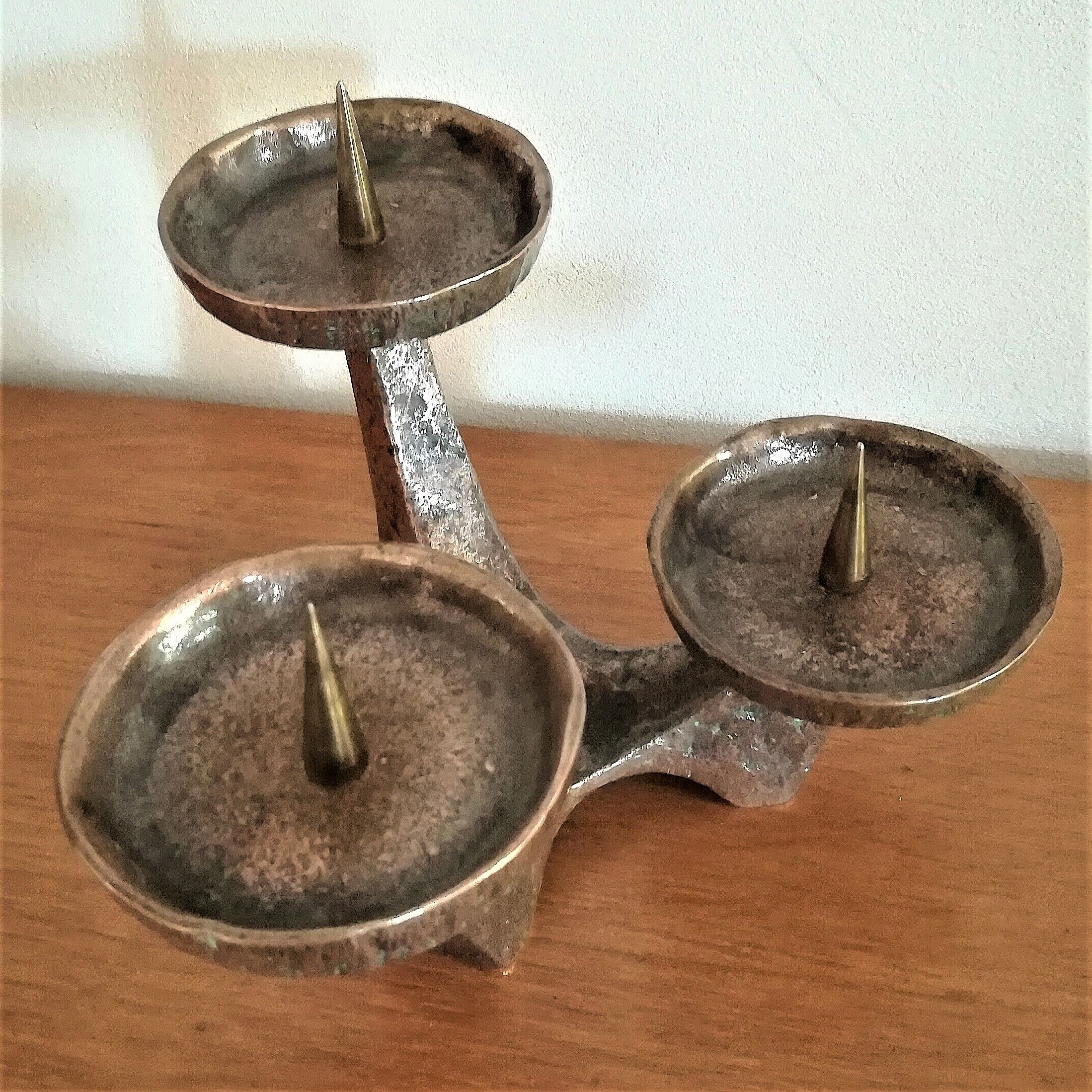 Vintage patinated bronze bougeoir 60/70v