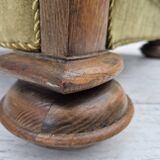 1960s, Danish relax armchair, green furniture velour fabric, oak wood.