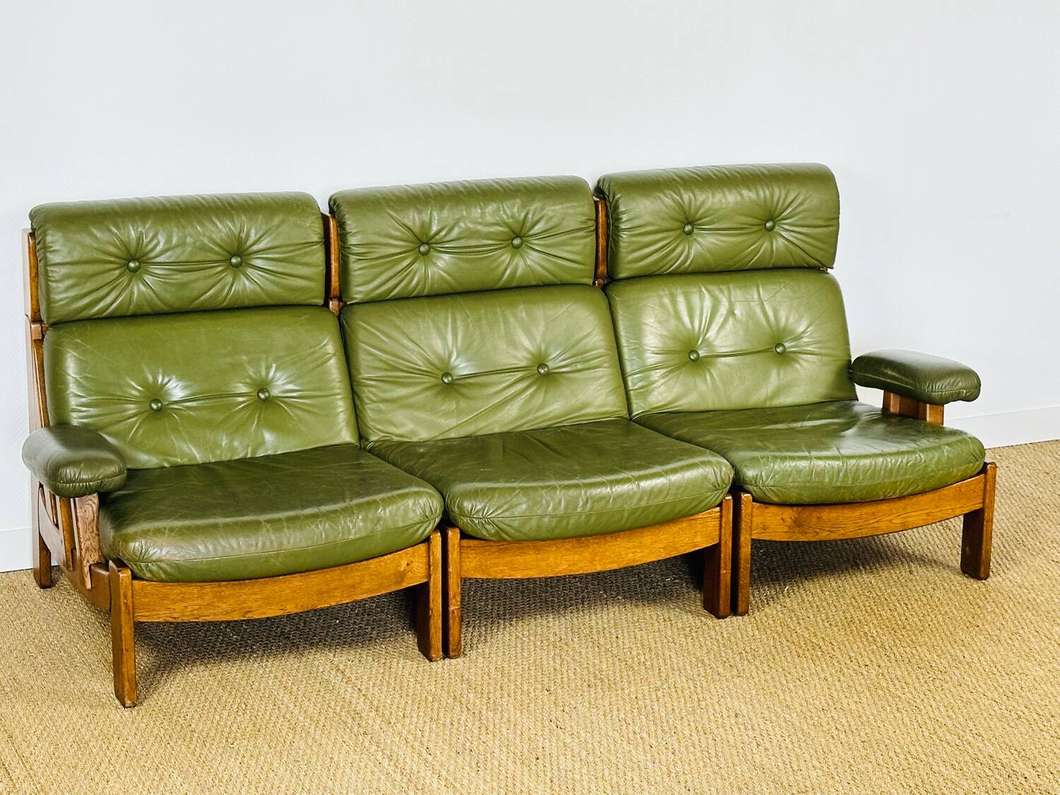 Vintage Scandinavian leather sofa from the 1960s.