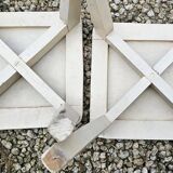 2 tabourets bois peint blanc avec pieds compas