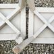 2 tabourets bois peint blanc avec pieds compas