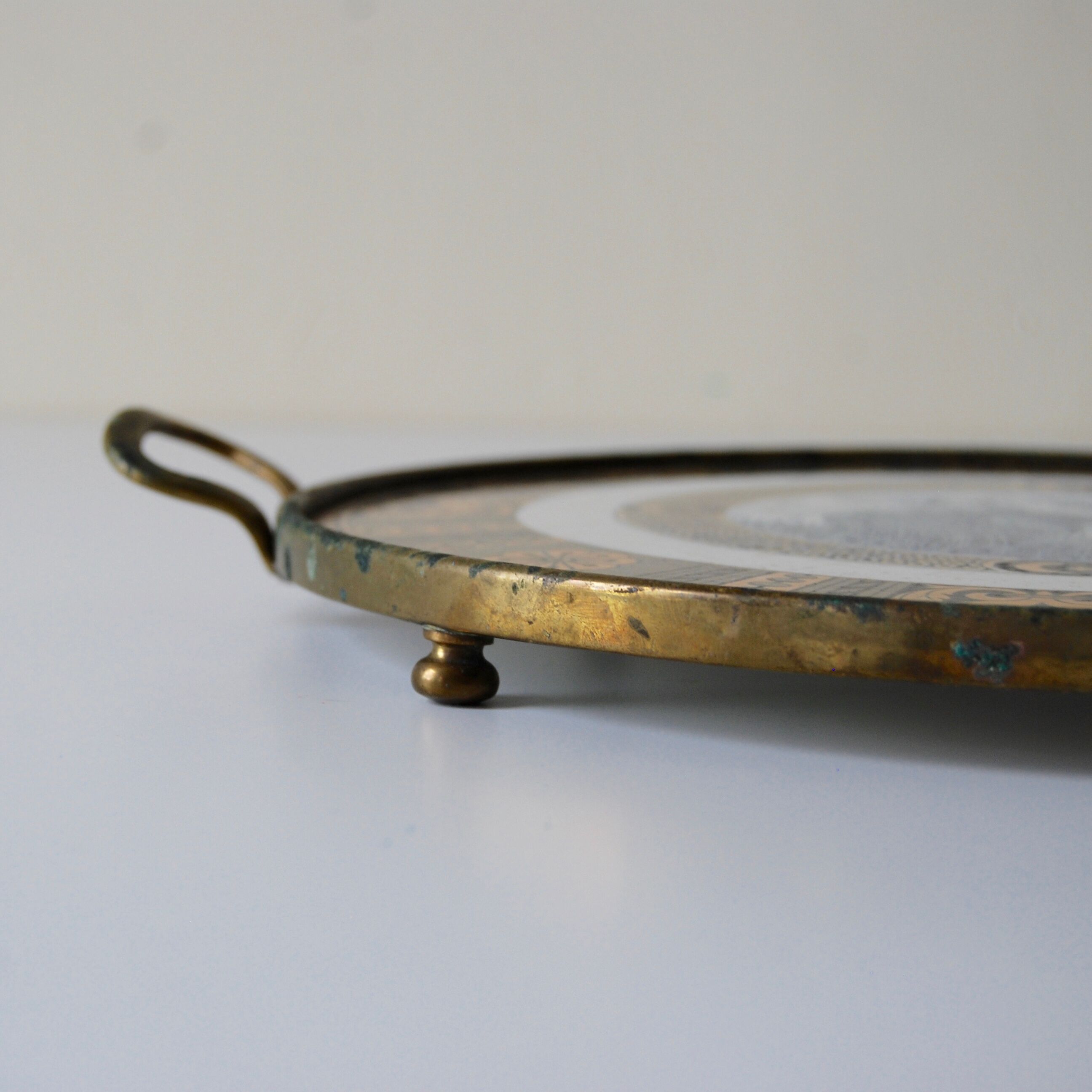 Ceramic and brass tray