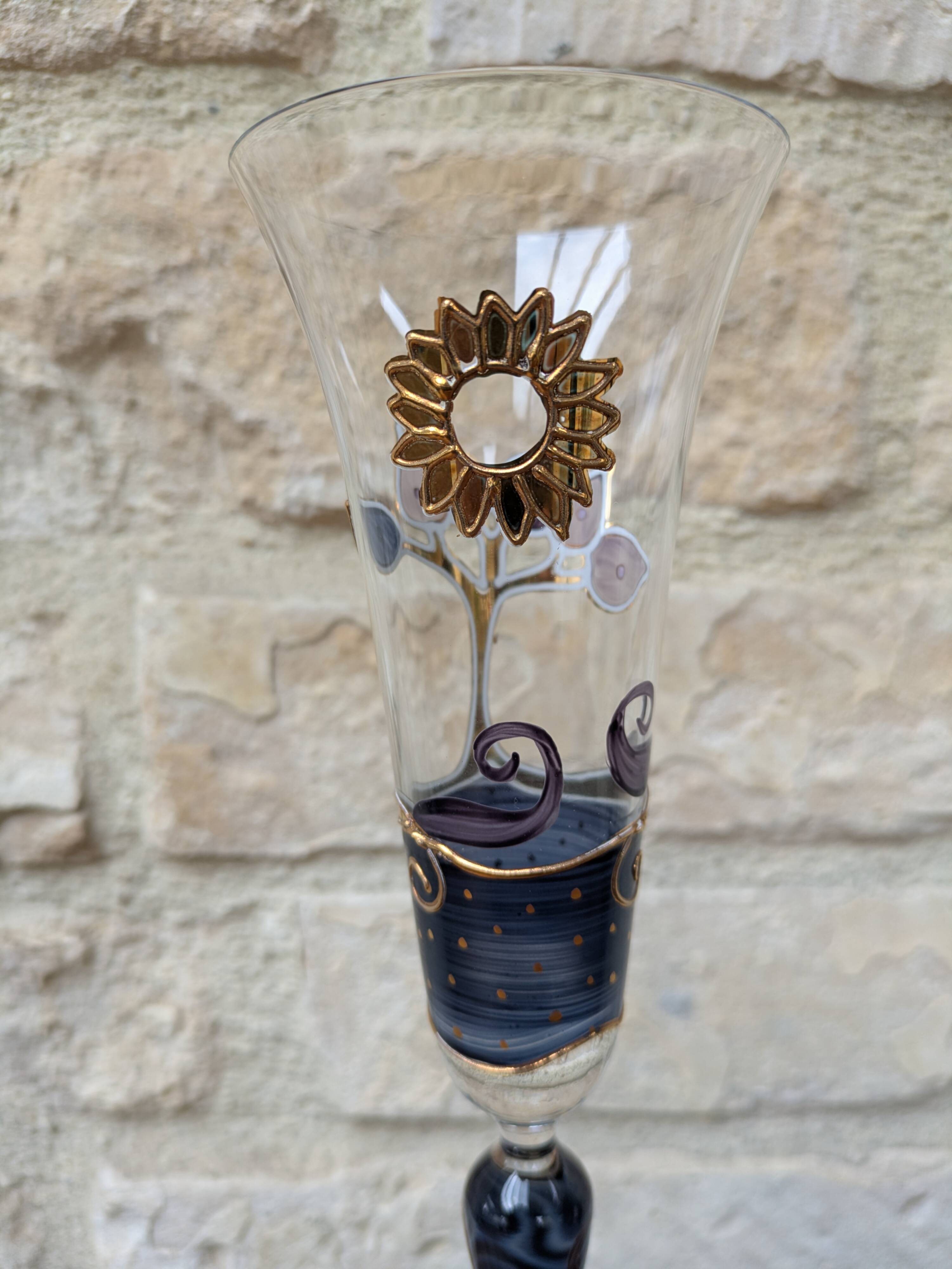 Champagne flute Paul Nagel collection Rêveries model Nocturne hand-painted