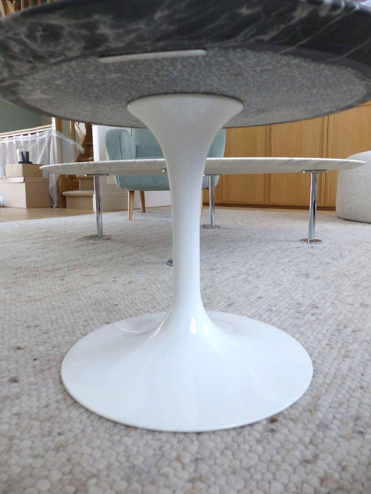 Saarinen Gueridon Side Table Portoro Marble Silver Knoll Eero Saarinen