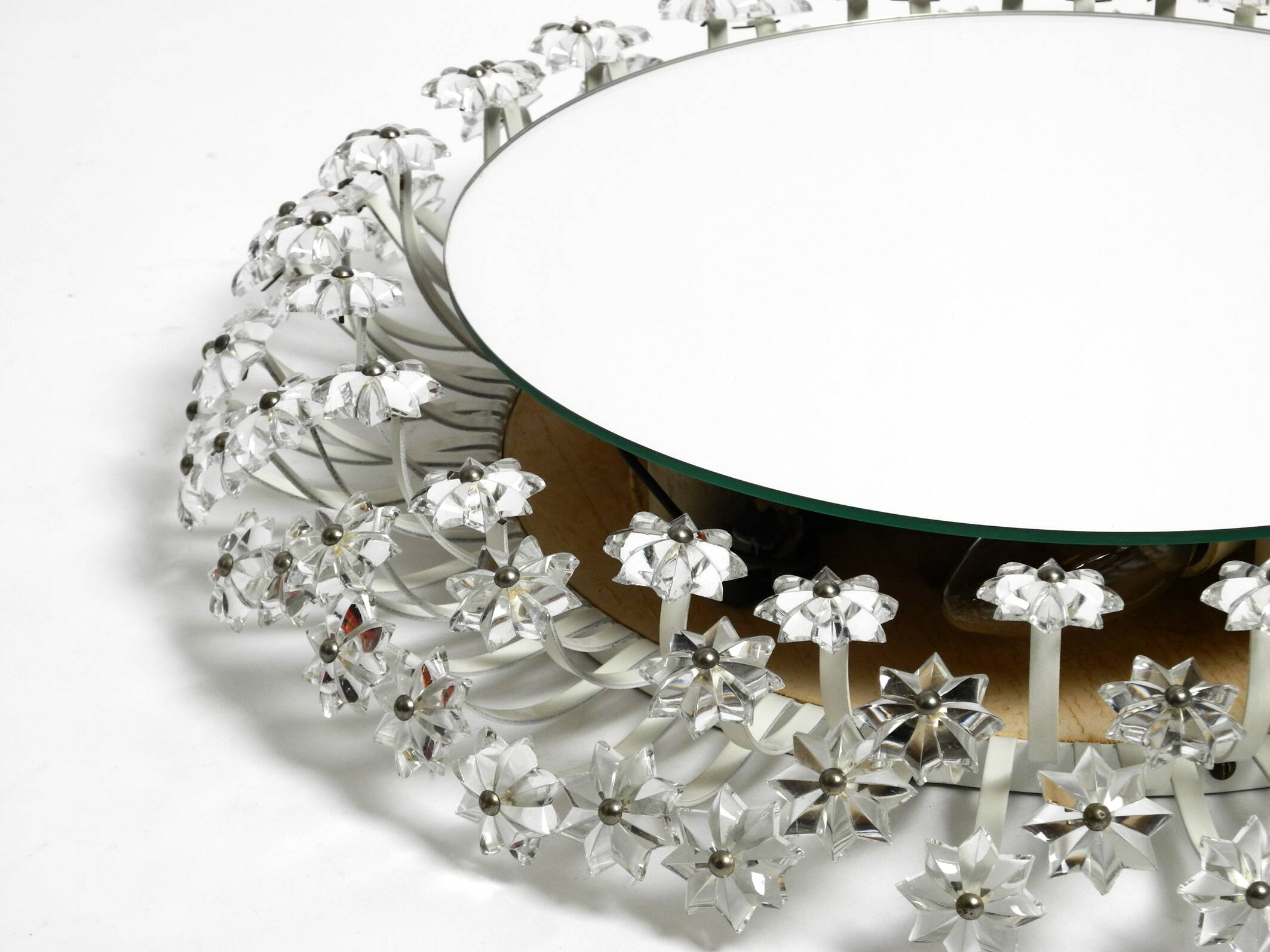 Mid Century Münchner Zier-Form flower mirror illuminated by Schöninger