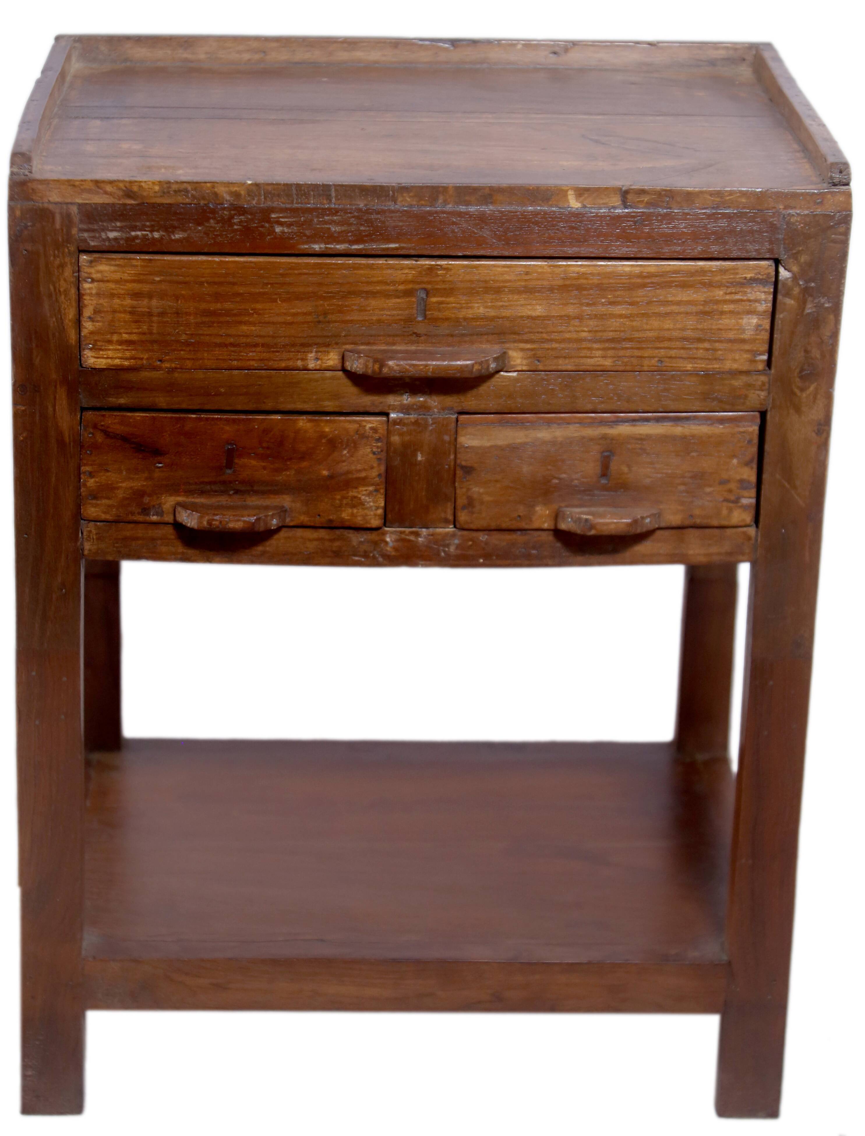 Old Burmese teak bedside furniture
