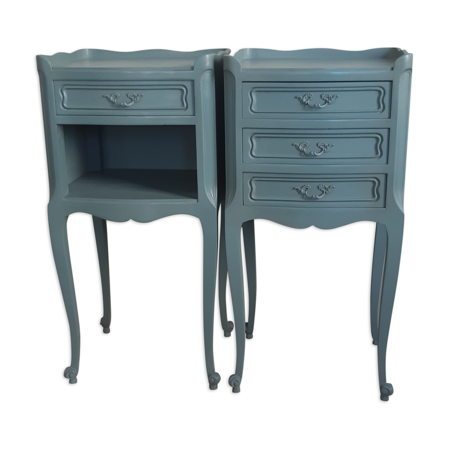 Pair of bedside tables revisited in blue