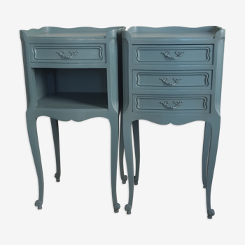 Pair of bedside tables revisited in blue