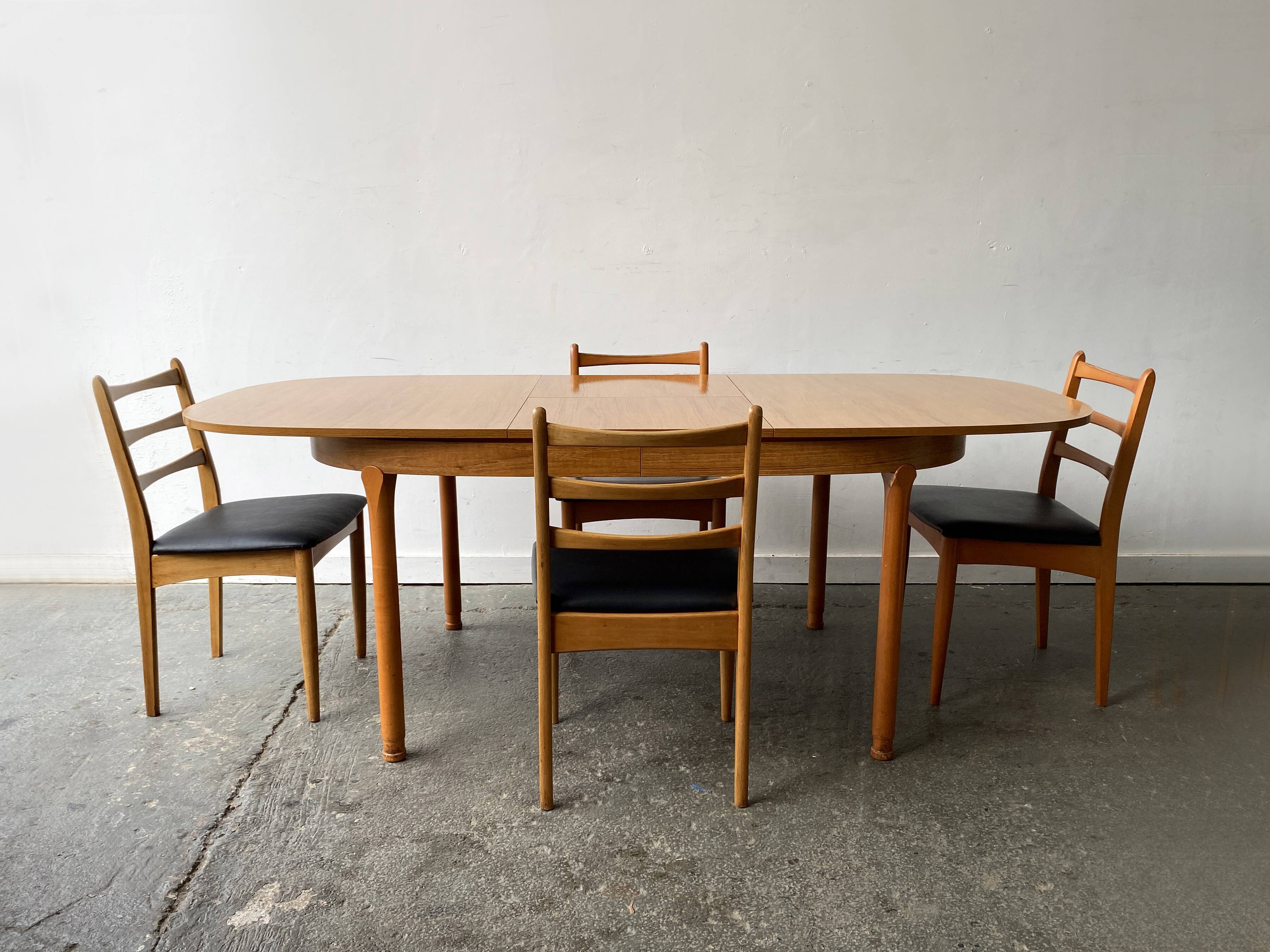 1960s Mid-Century dining table and dining chairs by Schreiber Furniture