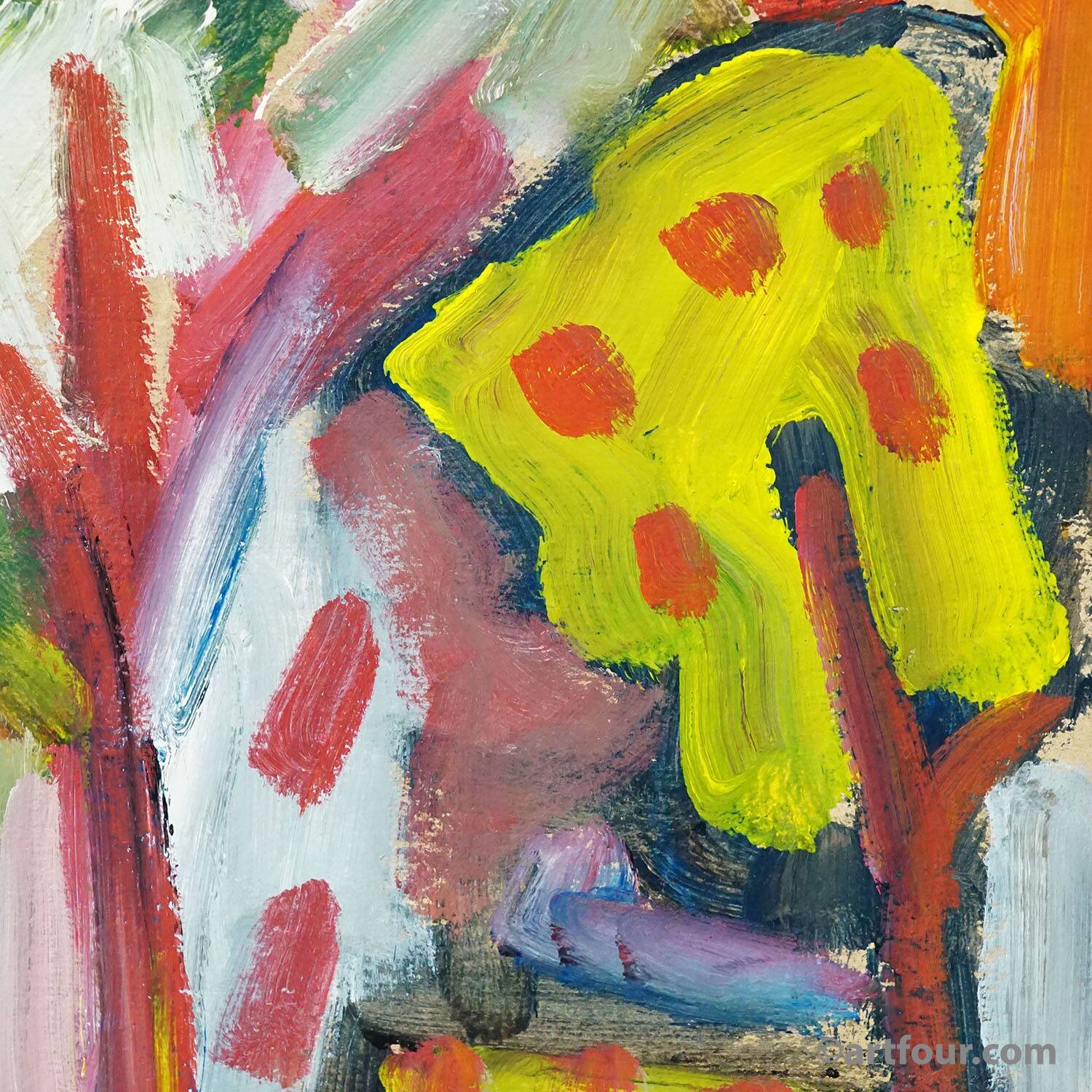 Vintage oil painting 'Bunte Szene' - Miklós Németh, 1962