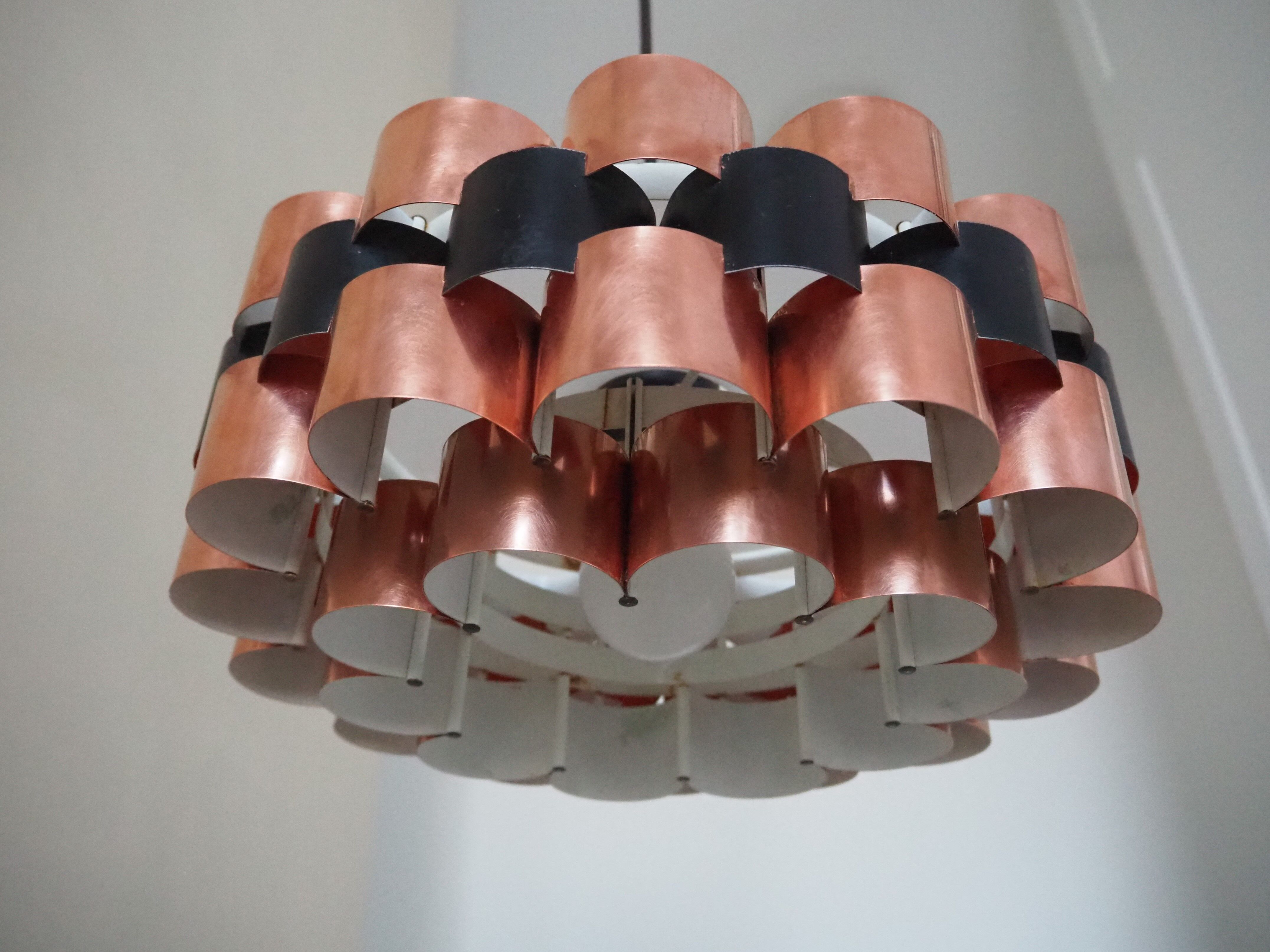 Suspension lamp from the 1960s – 1970s in copper and black metal