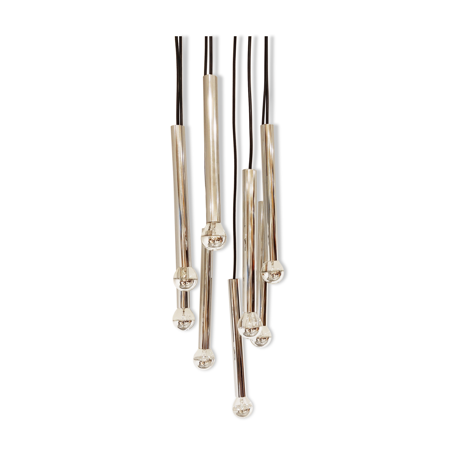 Vintage chrome cascading chandelier, 1970s