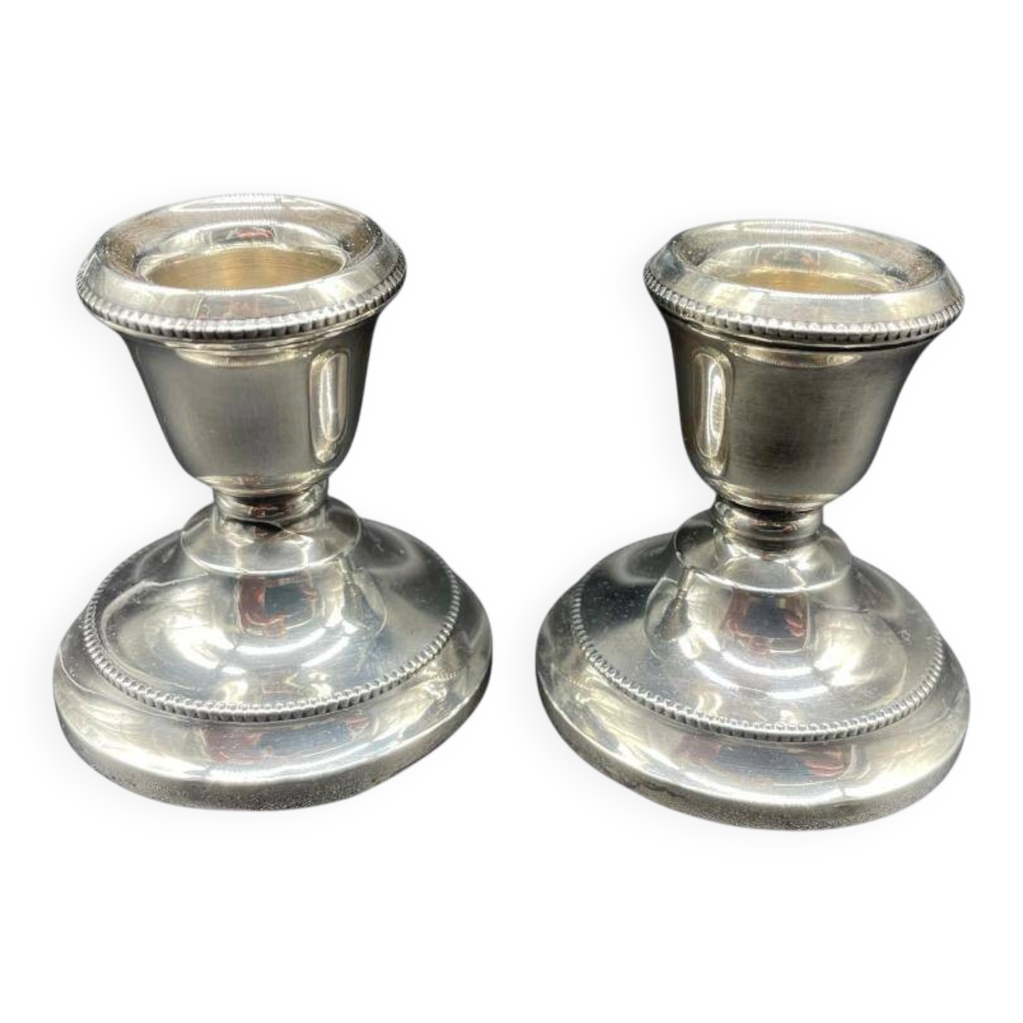Pair of antique sterling silver candlesticks - English silversmith - 1934