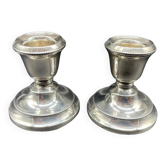 Paire de bougeoirs anciens en argent sterling - orfèvre anglais -1934